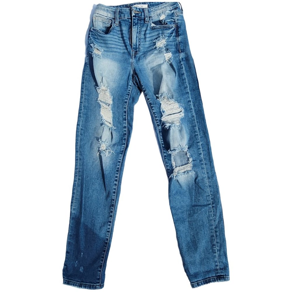 Willow & Root High-Rise Stretch Jeans Destroyed Distressed Style WR114AT